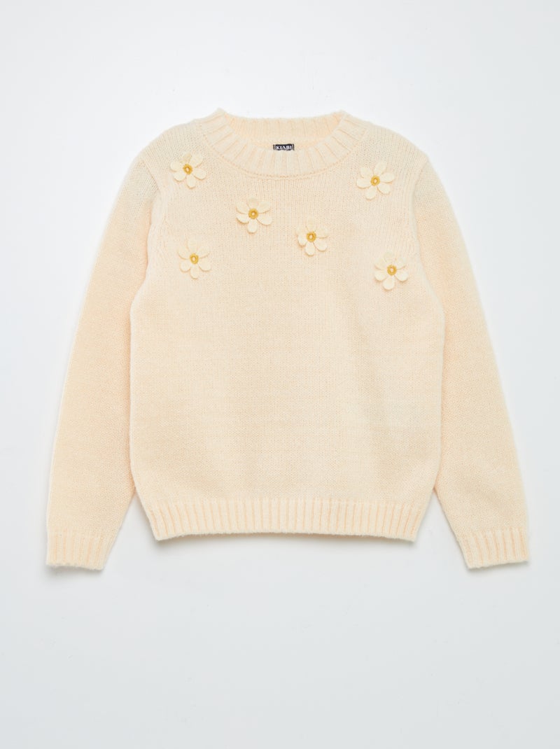 Jersey de punto con flores BEIGE - Kiabi