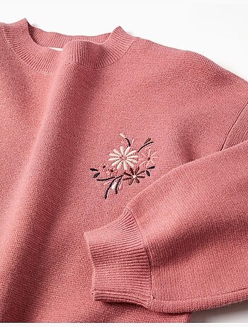 Jersey de punto con flores bordadas