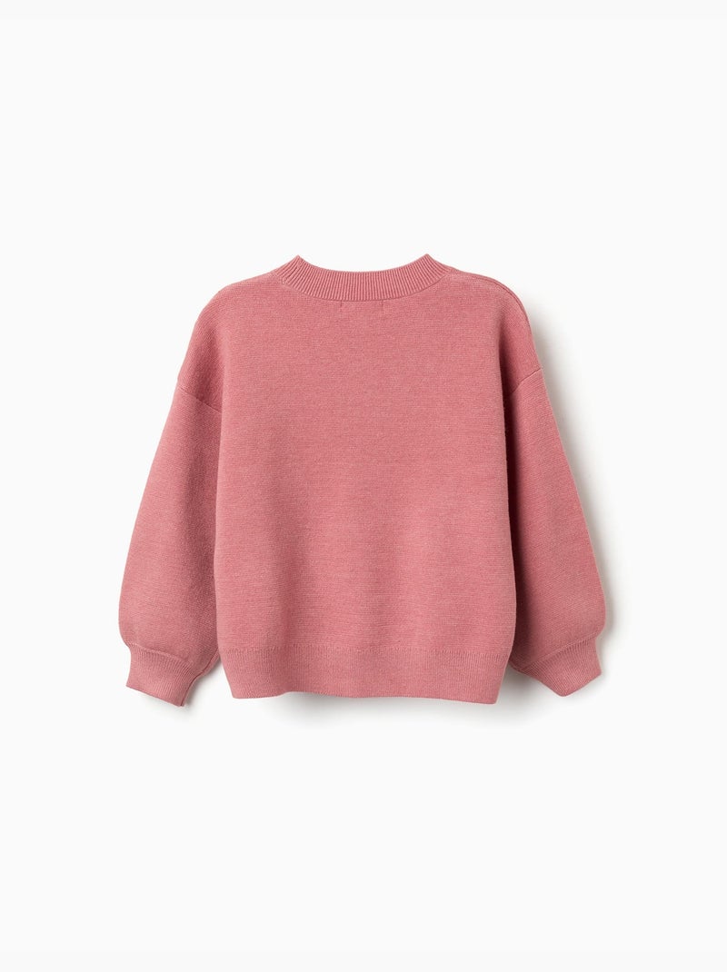 Jersey de punto con flores bordadas Rosa - Kiabi