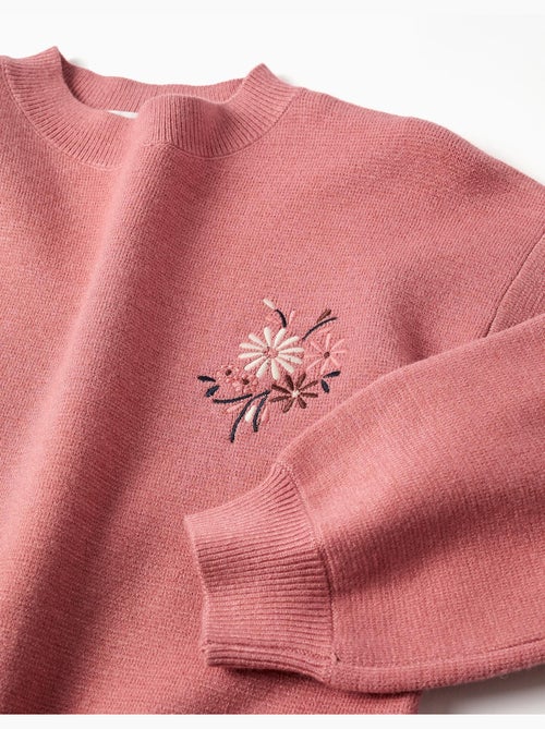 Jersey de punto con flores bordadas - Kiabi