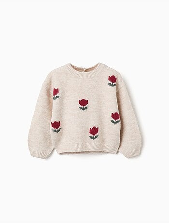Jersey de punto con flores intarsia