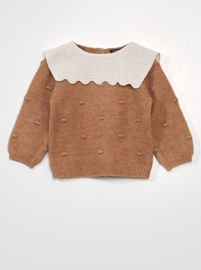 Jersey de punto con gorguera BEIGE - Kiabi