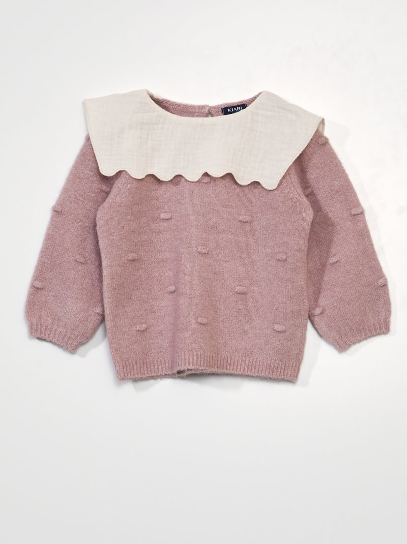 Jersey de punto con gorguera ROSA - Kiabi