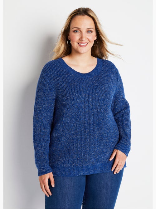 Jersey de punto con lana y pedrería, cuello redondo - Afibel - Kiabi