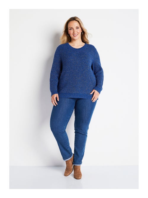 Jersey de punto con lana y pedrería, cuello redondo - Afibel - Kiabi