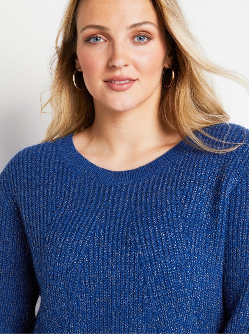 Jersey de punto con lana y pedrería, cuello redondo - Afibel - Kiabi