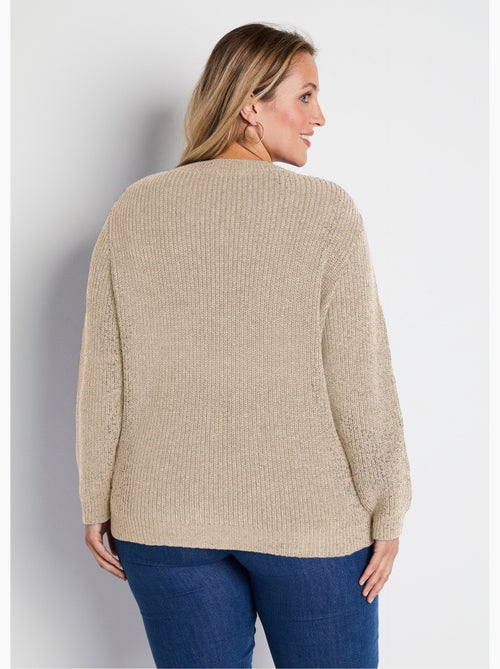 Jersey de punto con lana y pedrería, cuello redondo - Afibel - Kiabi