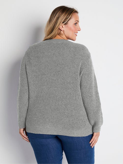 Jersey de punto con lana y pedrería, cuello redondo - Afibel - Kiabi