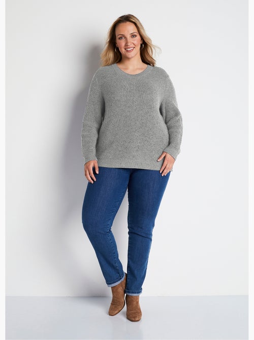 Jersey de punto con lana y pedrería, cuello redondo - Afibel - Kiabi