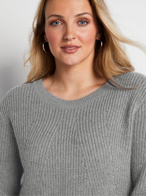 Jersey de punto con lana y pedrería, cuello redondo - Afibel - Kiabi