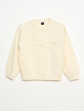 Jersey de punto con lazo de punto trenzado en la parte delantera