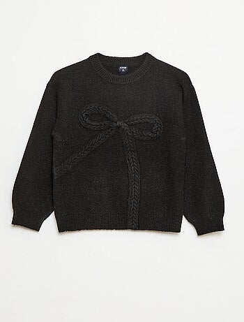 Jersey de punto con lazo de punto trenzado en la parte delantera