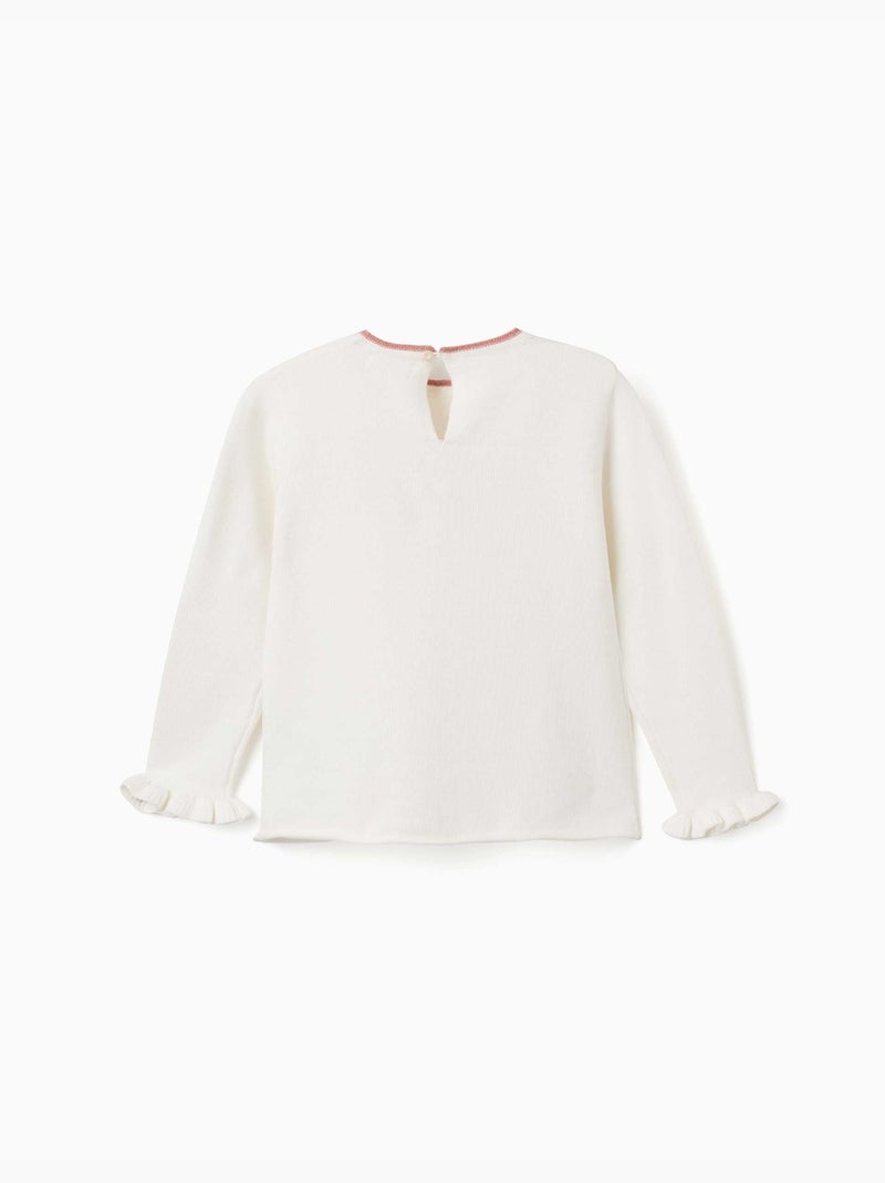 Jersey de punto con lazo jacquard Blanco - Kiabi