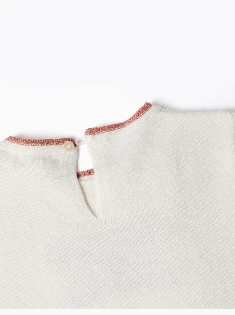 Jersey de punto con lazo jacquard Blanco - Kiabi