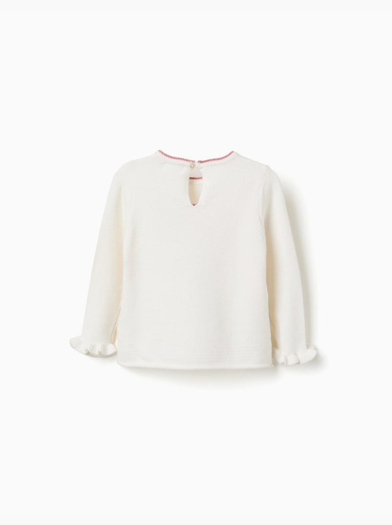 Jersey de punto con lazo jacquard Blanco - Kiabi