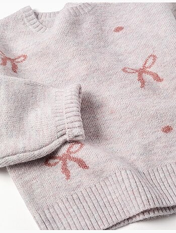 Jersey de punto con lazos y lunares jacquard
