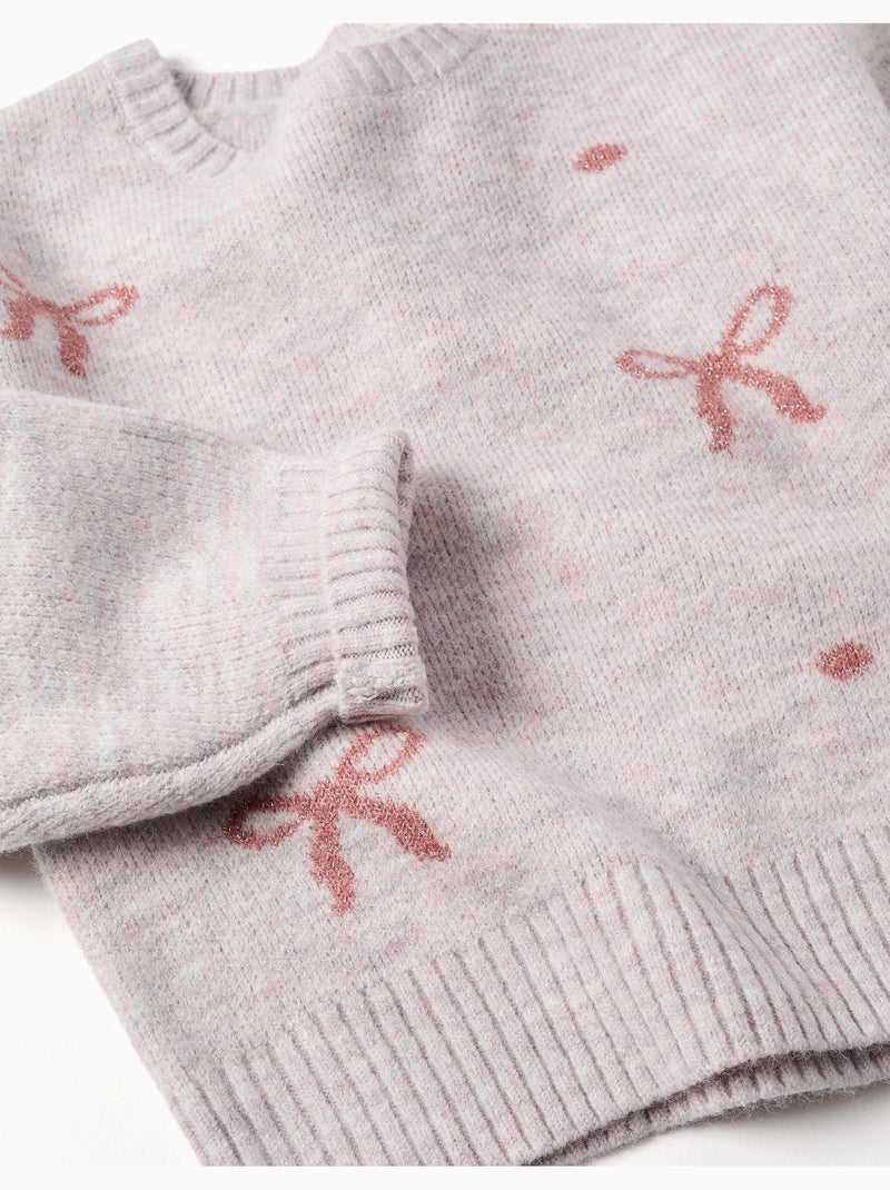 Jersey de punto con lazos y lunares jacquard Rosa claro - Kiabi