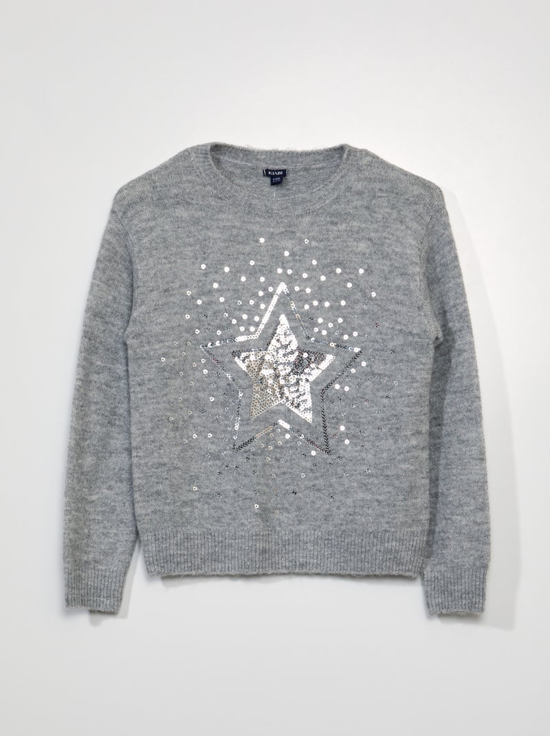 Jersey de punto con lentejuelas GRIS - Kiabi