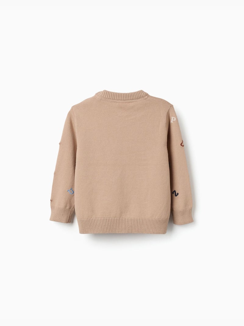Jersey de punto con letras bordadas Beige - Kiabi
