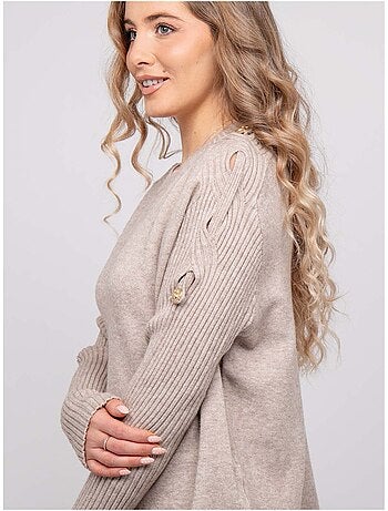 Jersey de punto con mangas de canalé y botones dorados kandyce