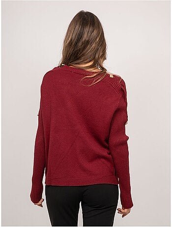 Jersey de punto con mangas de canalé y botones dorados kandyce