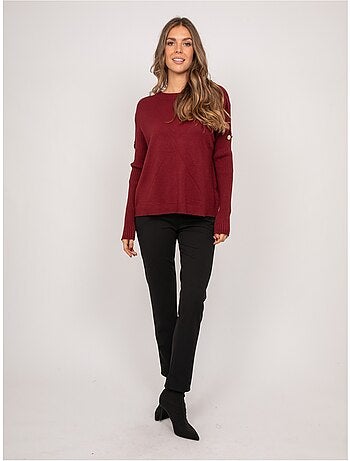 Jersey de punto con mangas de canalé y botones dorados kandyce