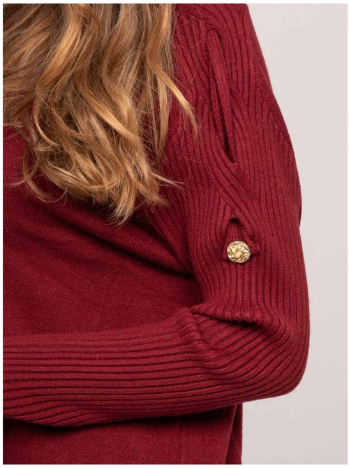 Jersey de punto con mangas de canalé y botones dorados kandyce - Kiabi Jersey de punto con mangas de canalé y botones dorados kandyce - Kiabi