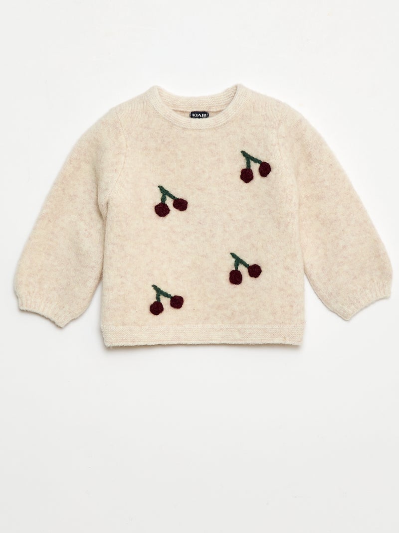 Jersey de punto con motivo de cereza en relieve Beige - Kiabi