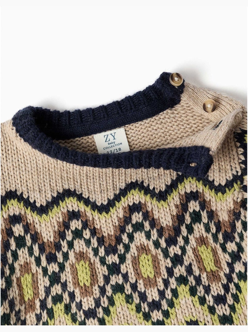 Jersey de punto con motivo jacquard Beige - Kiabi