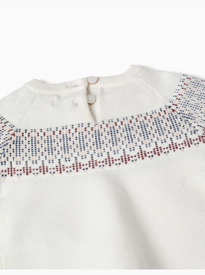 Jersey de punto con motivo jacquard Blanco - Kiabi