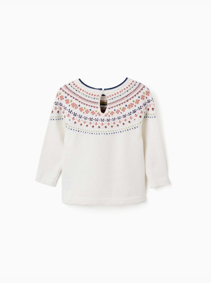 Jersey de punto con motivo jacquard Blanco - Kiabi