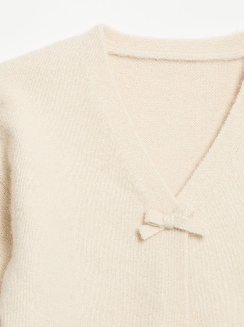 Jersey de punto con nudos decorativos Blanco - Kiabi