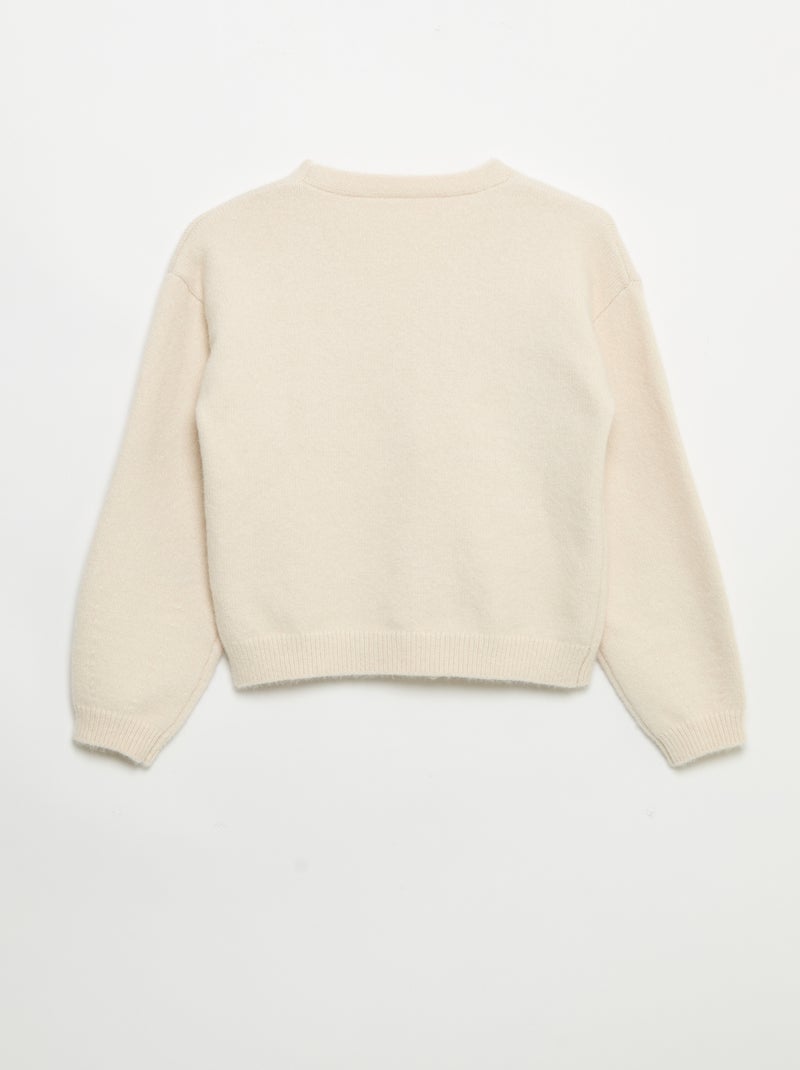 Jersey de punto con nudos decorativos Blanco - Kiabi