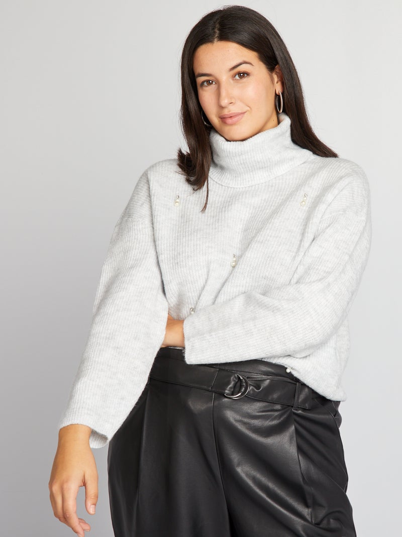 Jersey de punto con pedrería GRIS - Kiabi