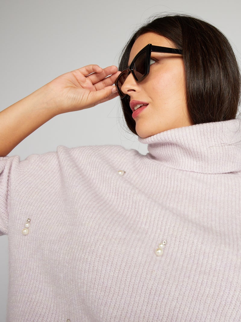 Jersey de punto con pedrería PURPURA - Kiabi