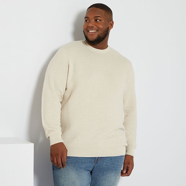 Jersey de punto con textura Tallas grandes hombre - BEIGE - Kiabi - 20,00€