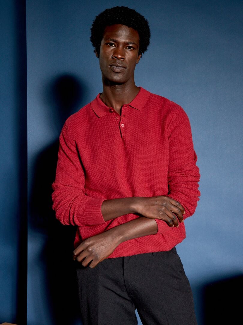 Jersey de punto con textura ROJO - Kiabi