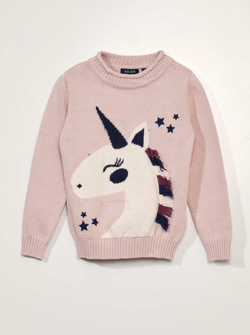 Jersey de punto con unicornio ROSA - Kiabi