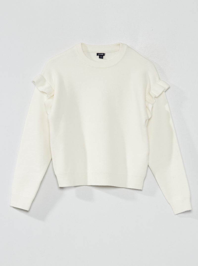 Jersey de punto con volantes Blanco - Kiabi