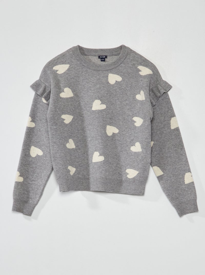 Jersey de punto con volantes GRIS - Kiabi