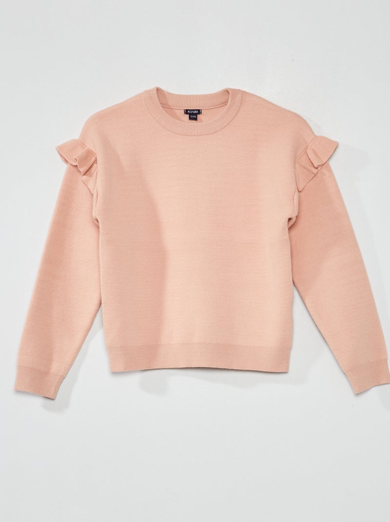 Jersey de punto con volantes ROSA - Kiabi