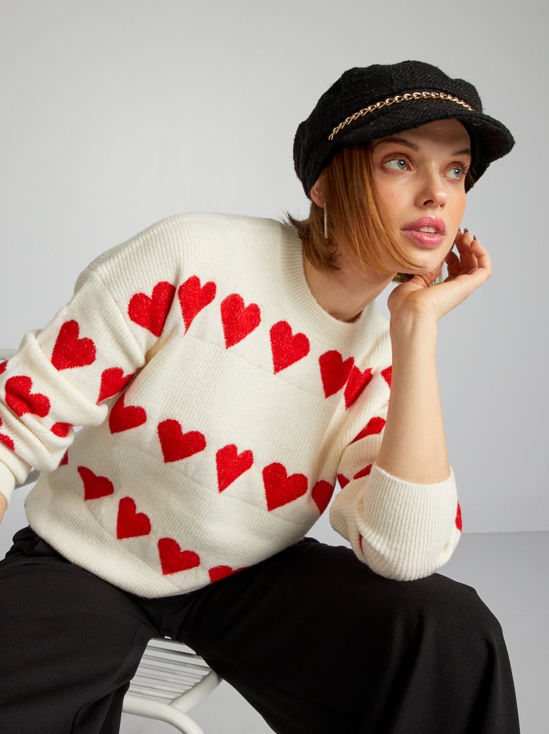 Jersey de punto 'corazón' BEIGE - Kiabi