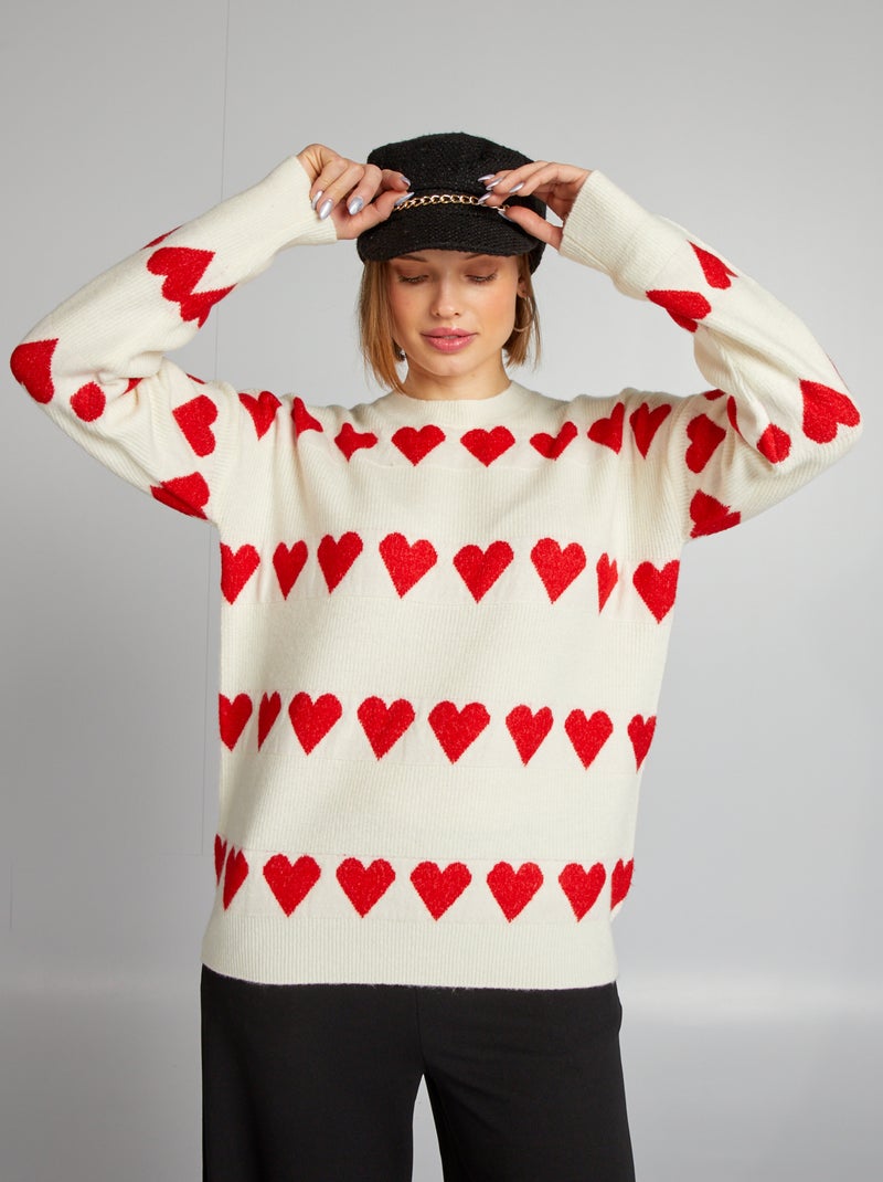 Jersey de punto 'corazón' BEIGE - Kiabi