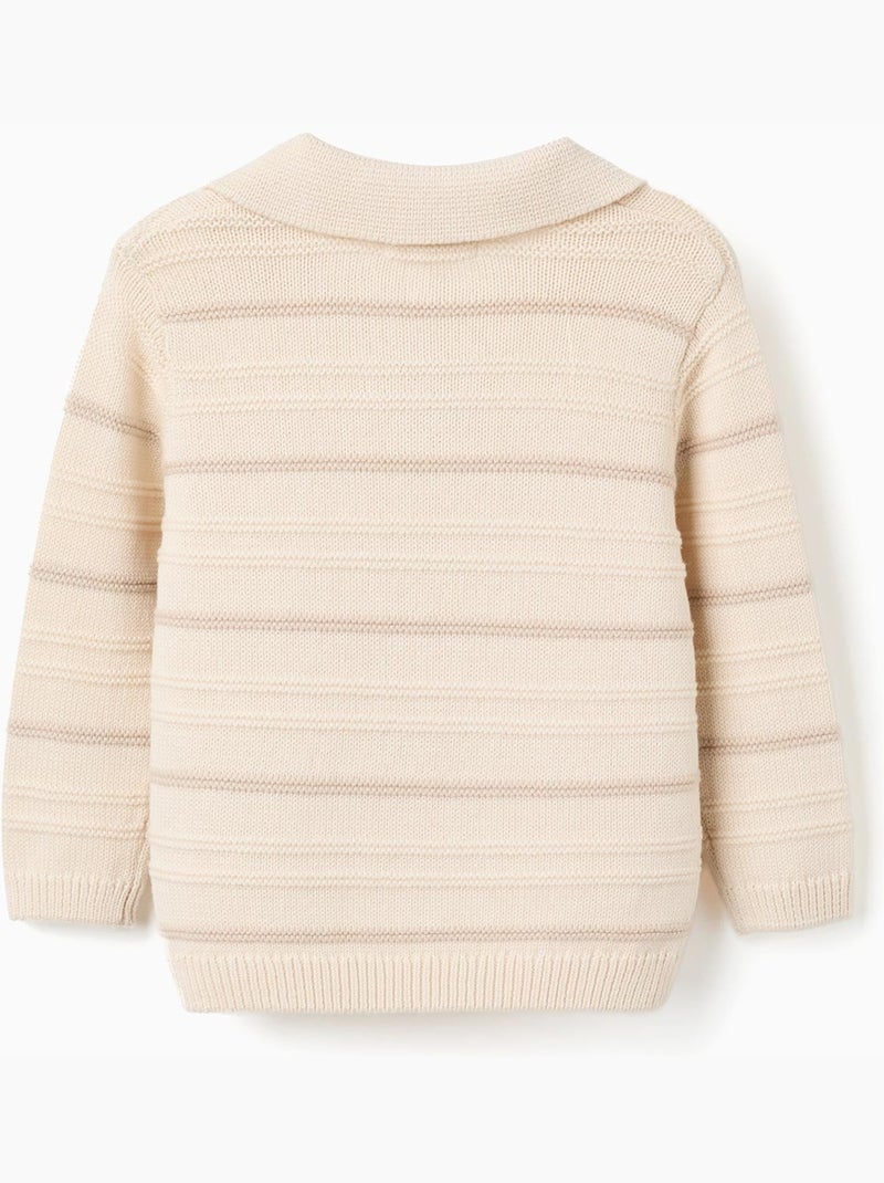 Jersey de punto de algodón con cuello polo Blanco - Kiabi
