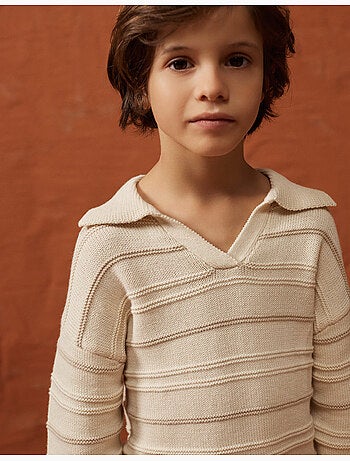 Jersey de punto de algodón con cuello polo