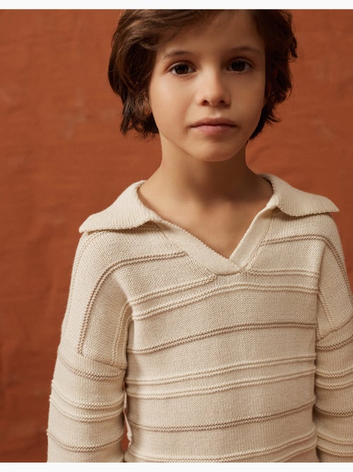 Jersey de punto de algodón con cuello polo - Kiabi