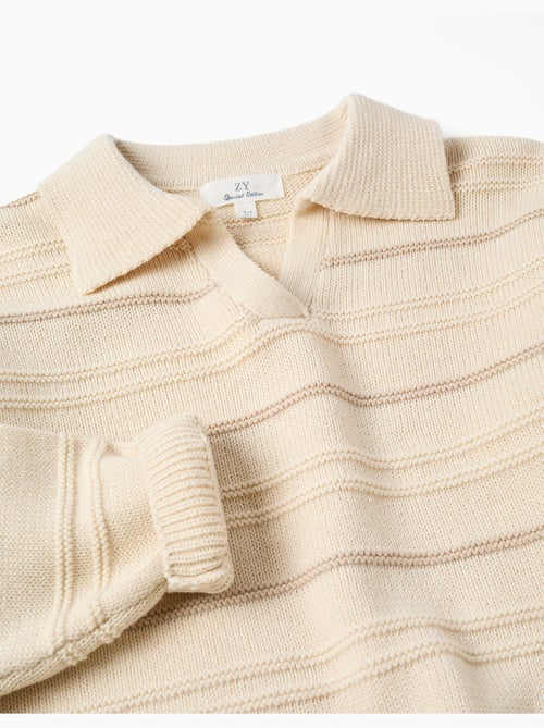 Jersey de punto de algodón con cuello polo - Kiabi