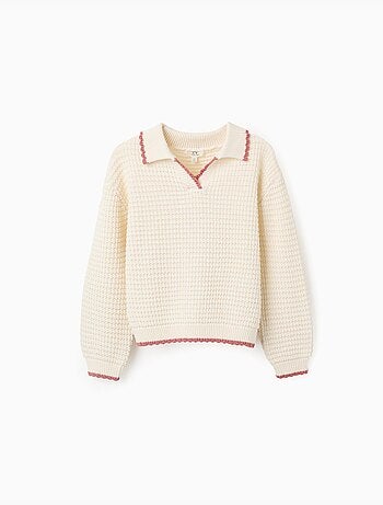 Jersey de punto de algodón con cuello polo
