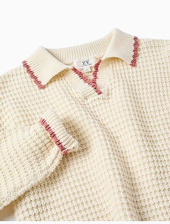 Jersey de punto de algodón con cuello polo