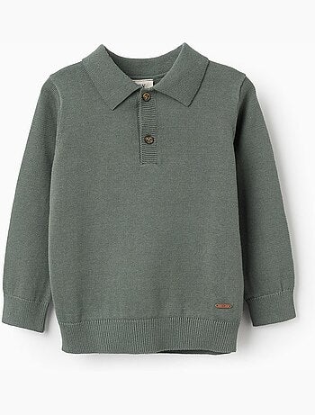 Jersey de punto de algodón con cuello polo B&S